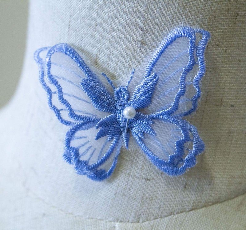 PandD 10PCS Double Layers Butterfly Patches Butterfly Lace Applique Organza Embroidery Sewing for Craft Projects (Pale Blue) - Image 3